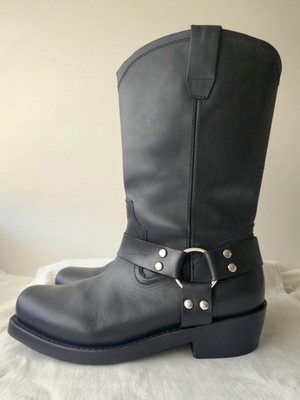 Cody James Mens Leather Square Toe Harness Moto Boots Black CJ9995BL Size 10.5 D
