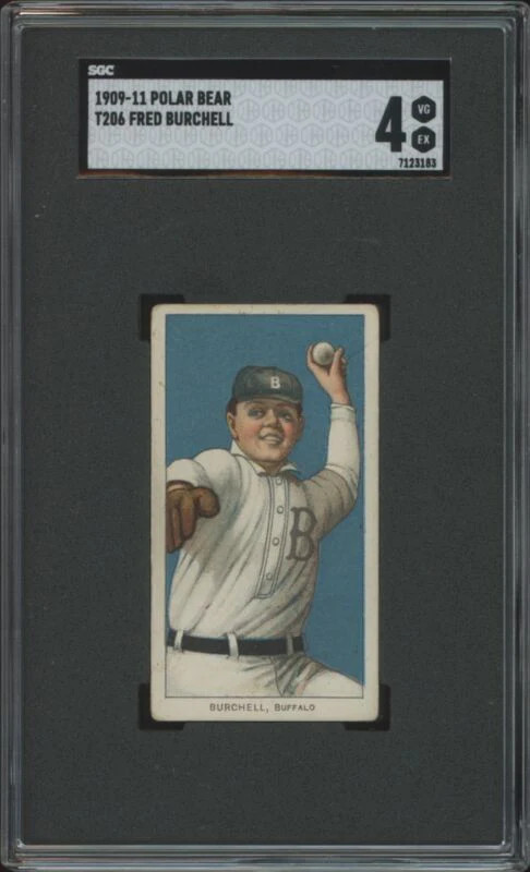 1909 T206 FRED BURCHELL NNO VG-EX POLAR BEAR SGC 4 BASEBALL BUFFALO BISONS