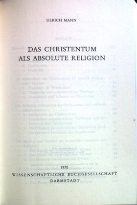 Das Christentum als absolute Religion Mann, Ulrich: