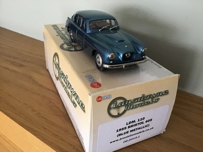 LANSDOWNE MODELS 1/43 LDM110 - 1955 BRISTOL 405 BLUE METALLIC WHITE METAL MINT