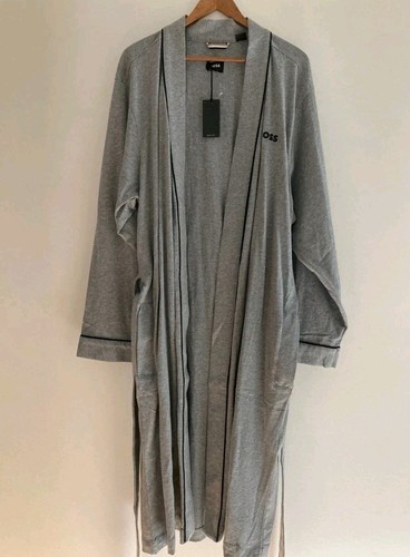 Hugo Boss Men's Kimono BM Belted Robe Size Medium Gray Logo NWT - Picture 2 of 5
