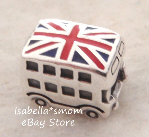 Nuovo 100% Autentico 925 Argento Pandora London Bus Smalto Bandiera Charm ~ Bead - Immagine 2 di 3