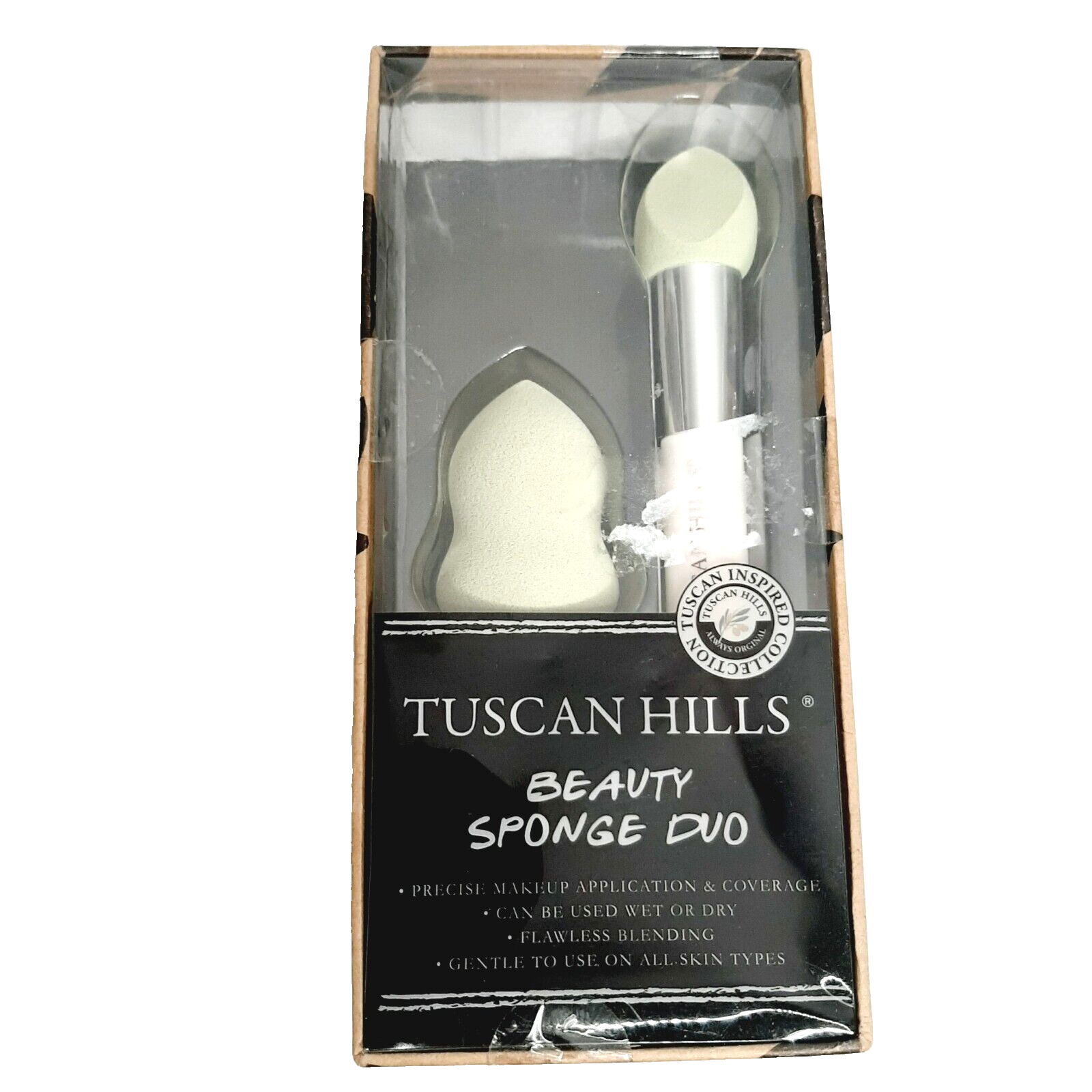 Tuscan Hills Beauty Sponge Duo Precise Makeup Applicators Wet or Dry NEW