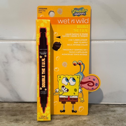3pc Wet N Wild SpongeBob Double the FUN Liquid Eyeliner & Stamp Black Pink Green - Picture 6 of 14