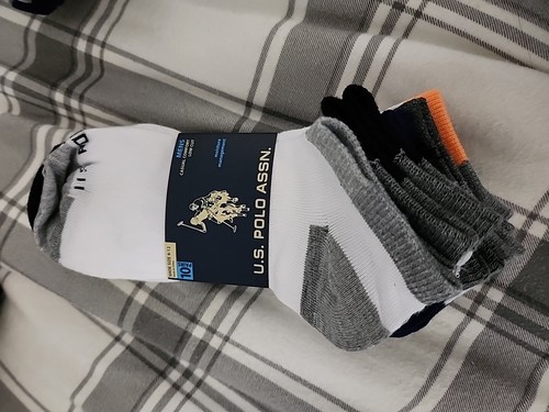 10 Pk U.S. Polo Assn. Men Black Moisture Mgmt Comfort Low Cut Socks FREE SHIP