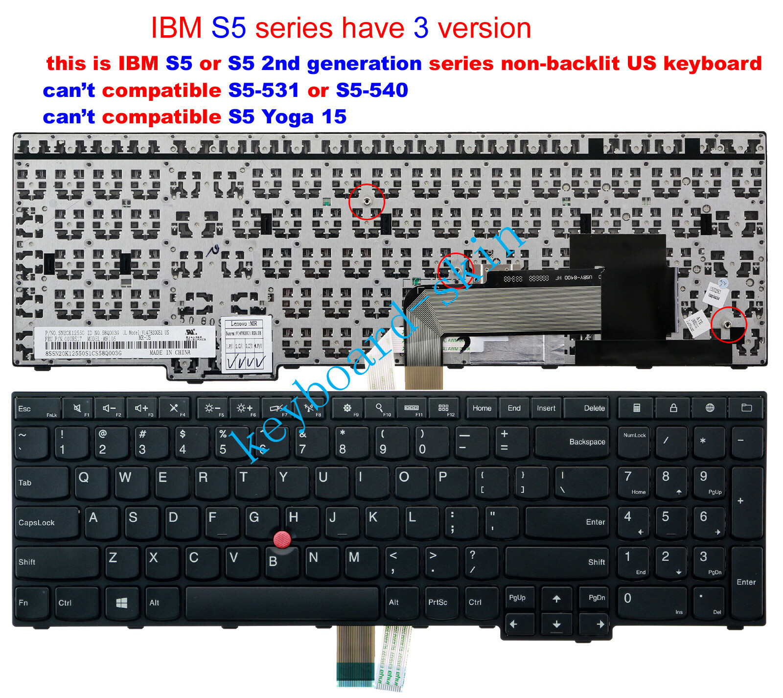 New for lenovo IBM Thinkpad S5,S5 2nd generation series keyboard US non-backlit