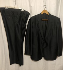 vintage 70s mens Black PANHANDLE SLIM 2pc Pant Suit western 100 Poly 48L USA