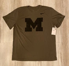 MENS Nike Olive Michigan Wolverines Tonal Logo Legend Performance T-Shirt - NWT