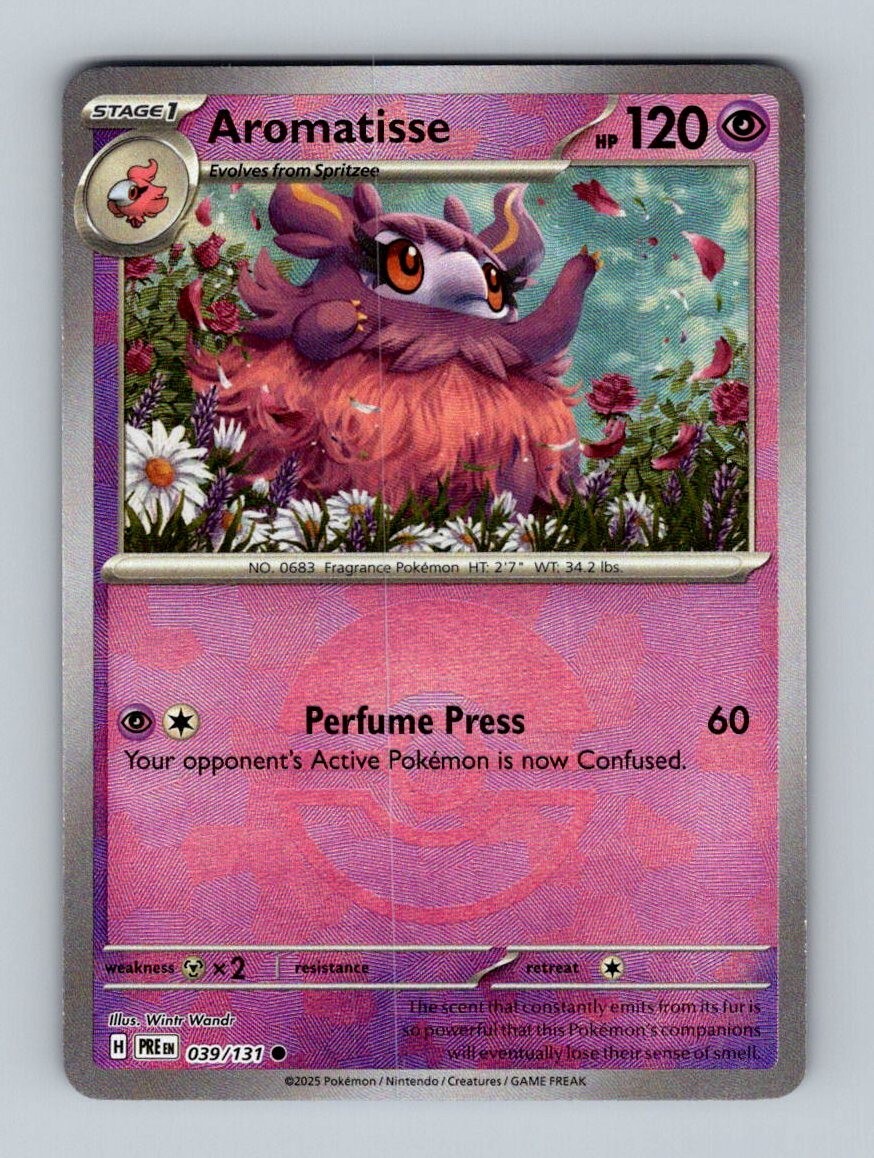 AROMATISSE 039/131 PRISMATIC EVOLUTIONS POKEMON (POKE BALL HOLO, NM)