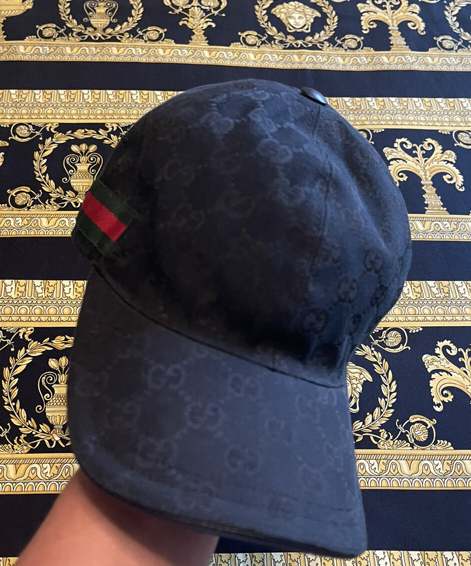 100% AUTH GUCCI MONOGRAM BASEBALL HAT CAP GG LOGO SZ XL | eBay
