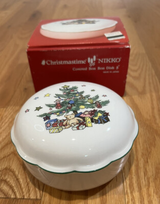 Vintage Nikko Christmasime Covered Bon Bon Dish 5 