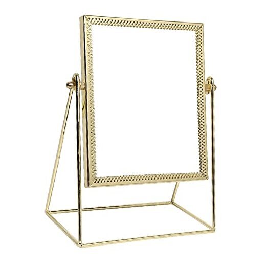 Single-Sided Gold Rectangle Makeup Mirror for Beauty Vanity-image