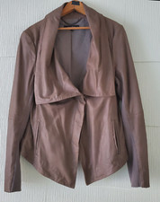 Muubaa Drape Shawl Collar Truffle Brown Leather Jacket Sz Us 12 2010s Fall Boho