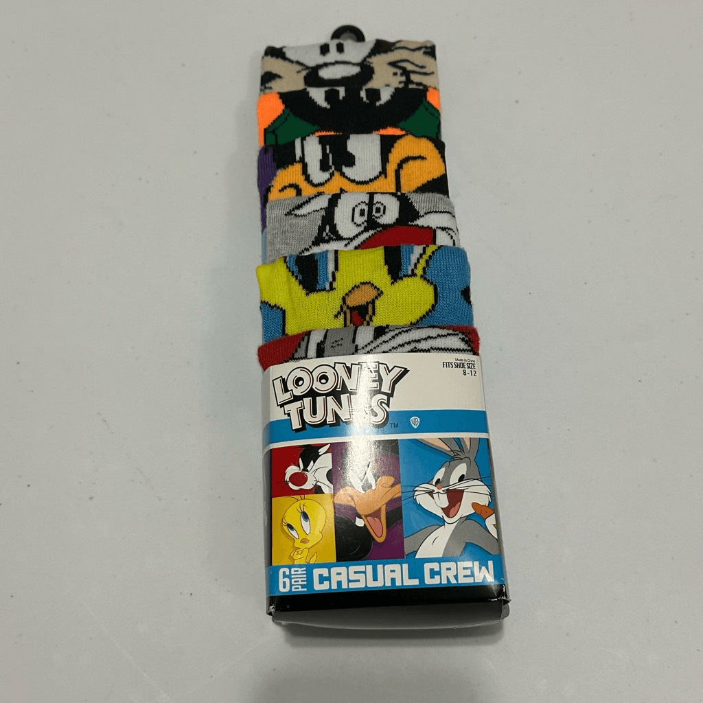 Looney Tunes 6-Pair Socks for Shoe Size 8-12