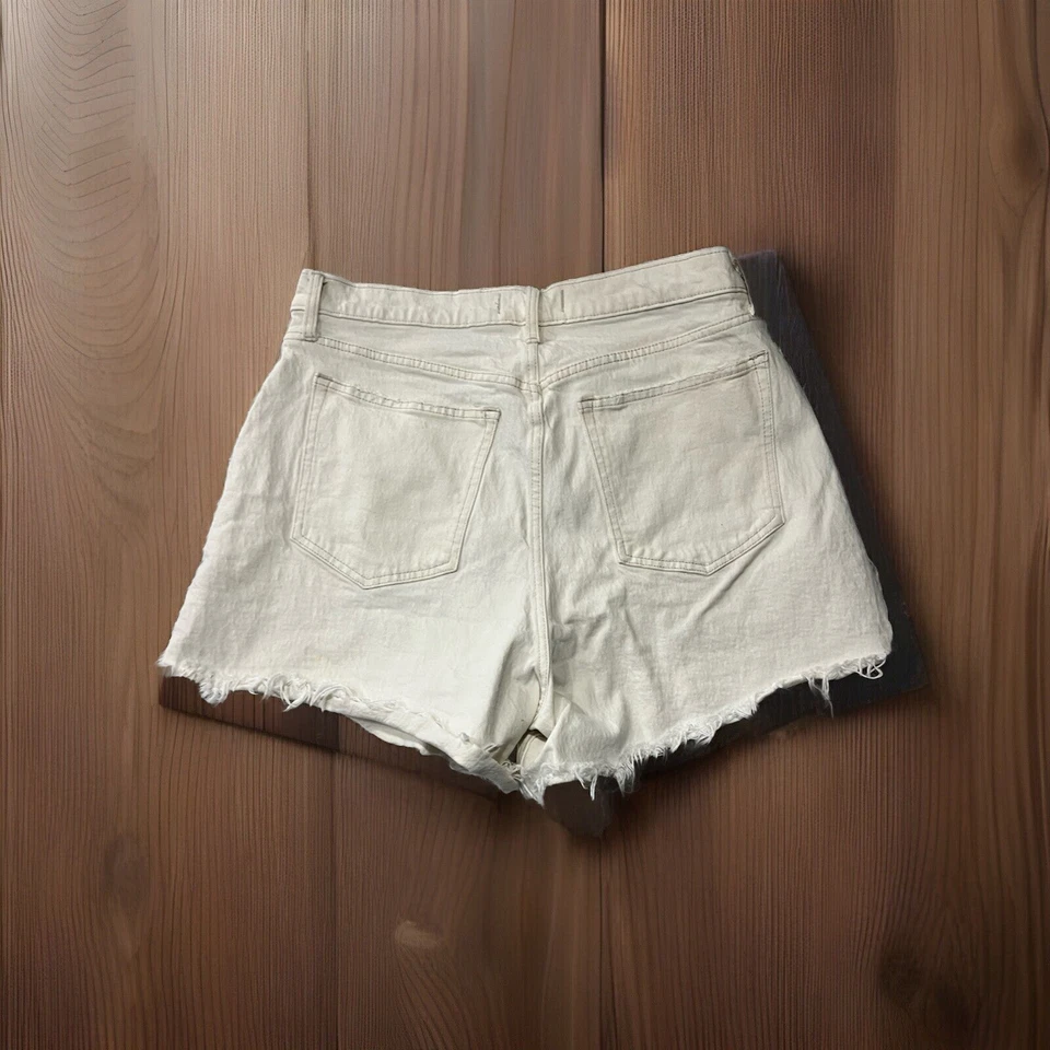 Pantalones Cortos Para Mujer Abercrombie & Fitch 32/14 Tiro Alto Blanco Botón Mosca Foto 2 de 4