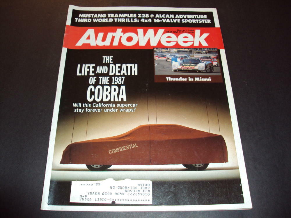 Auto Week Mar 7 1988 Mustand Tramples Z28, Life and Death of Cobra ID:42503