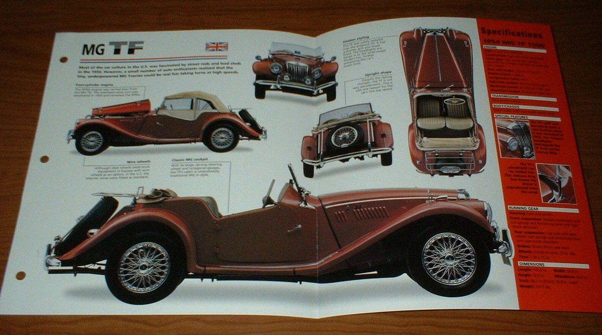 1954 MG TF 1500 Spec Sheet Brochure Poster Print Photo Info MGTF