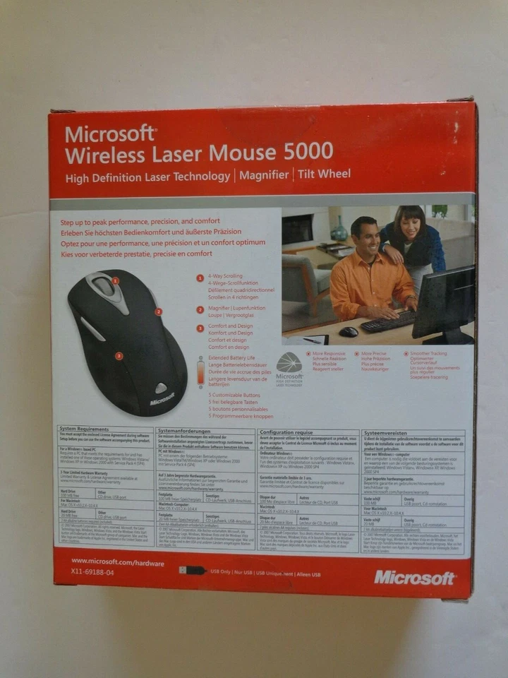 Microsoft Wireless Laser Mouse 5000 - Metallic Black (Factory Sealed Retail Box) - Image 2 of 4