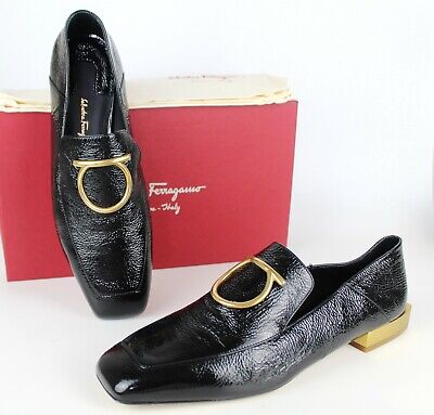 New Salvatore Ferragamo Lana Crinkled Patent Leather Loafer New Salvatore Ferragamo Lana Crinkled Patent Leather Loafer