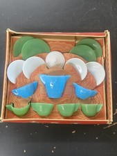 Akro Agate Play-Time Childs Glass Dish Set 280 Original Box 16 Pieces 1935 1949