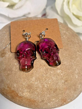 Skull Hanging Light Weight Resin Earrings Halloween