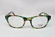 Corinne McCormack Designer Reading Glasses "Madelyn" Green Tortoise 2.50 NEW