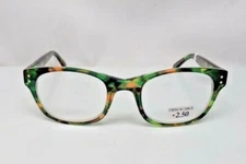 Corinne McCormack Designer Reading Glasses "Madelyn" Green Tortoise +2.50 NEW