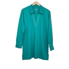 Soft Surroundings Adventura Tunic Top Long Sleeve Collared V-Neck Size Medium