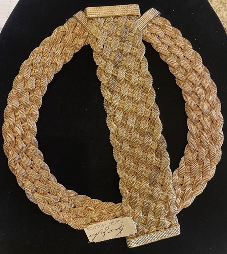 JUEGO DE COLLAR Y PULSERA DE MALLA TRENZADA CHAPADA EN ORO KENNETH JAY LANE DE COLECCIÓN - Imagen 7 de 12