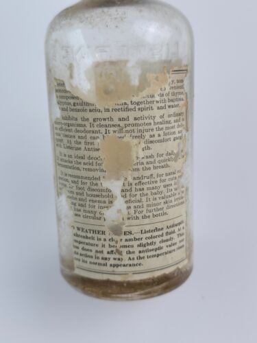 Vintage Clear Glass Listerine Lambert Bottle with paper label & cork top - Picture 4 of 8