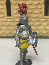 Tradition Of London Metal 54mm Medieval Knight With Red Bird On Helmet Broke Arm