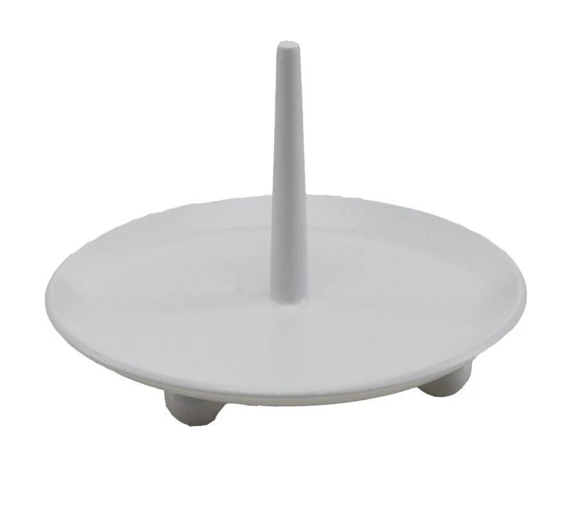 Kerzenständer EINZIGARTIG Leuchter langer Dorn Weiß Metall Füße Rund D=100mm