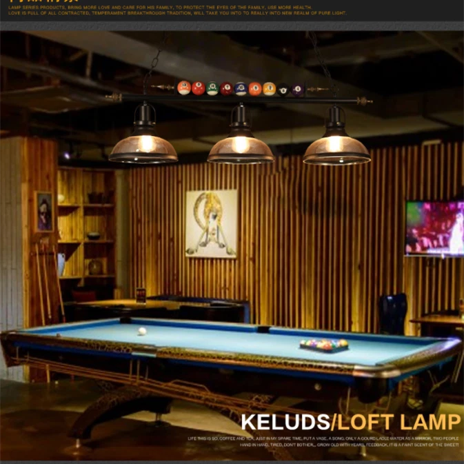3 Light Hanging Pool Table Light Billiard Table Light Pendant Lamp Glass Shade - Image 2 of 4