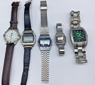 5 Digital Analog Watches - parts or repair - Nike, Astrosonic, Microsonic, G Gas