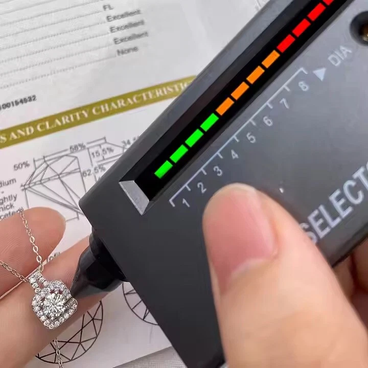 925 Argento Sterling Bottone Ciondolo Massiccio Vero Moissanite Taglio Rotondo - Immagine 3 di 4