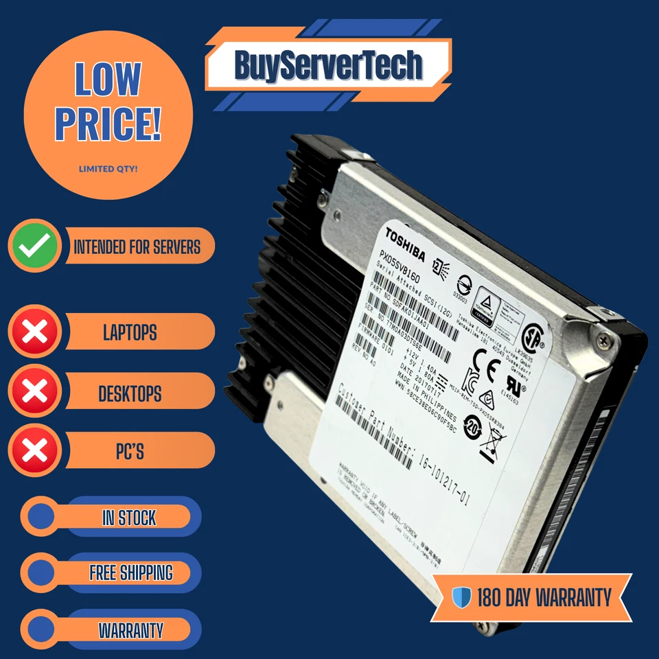Toshiba PX05SVB160 1.6TB 2.5" SAS 12Gbps SSD UCS-SD16T123X-EP Cisco | 180 day Wa - Image 3 of 4