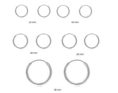5 Paar 12mm 14mm 18mm 20mm 30mm hochwertige leichte 925 Silber Ohrringe