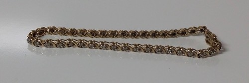 10K Yellow Gold CZ Tennis Bracelet 7.5 Inch - Picture 5 of 12
