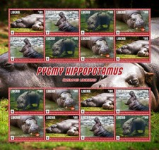 Liberia 2016 - Hipopótamo pigmeo - Hoja de 16 - MNH