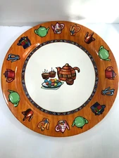 Teapot Design Plastic Serving Tray 16.5" Round