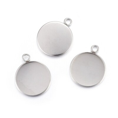 5-50 Stück Cabochon Anhänger Fassungen Rohlinge Edelstahl 20 mm 25 mm 30 mm