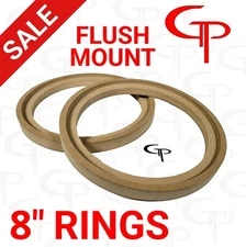 Flush Mount 8 inch Speaker Rings MDF GP Car Audio Mounting Spacer (PAIR) 