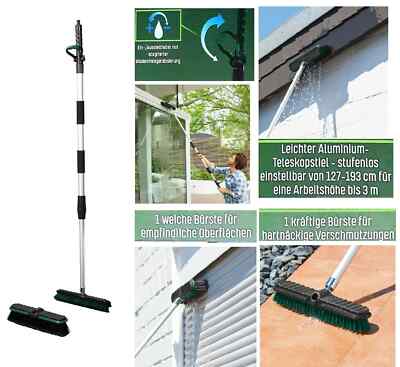 Wasserbesen Set Terrassenreiniger 193 cm  Waschbesen Gartenbesen Nassreiniger