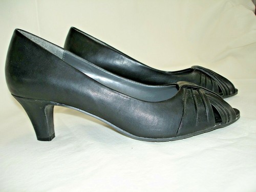 East 5TH JCPenney Black Leather Peep Toe Pumps Dress Shoes 'Ella 9M | eBay