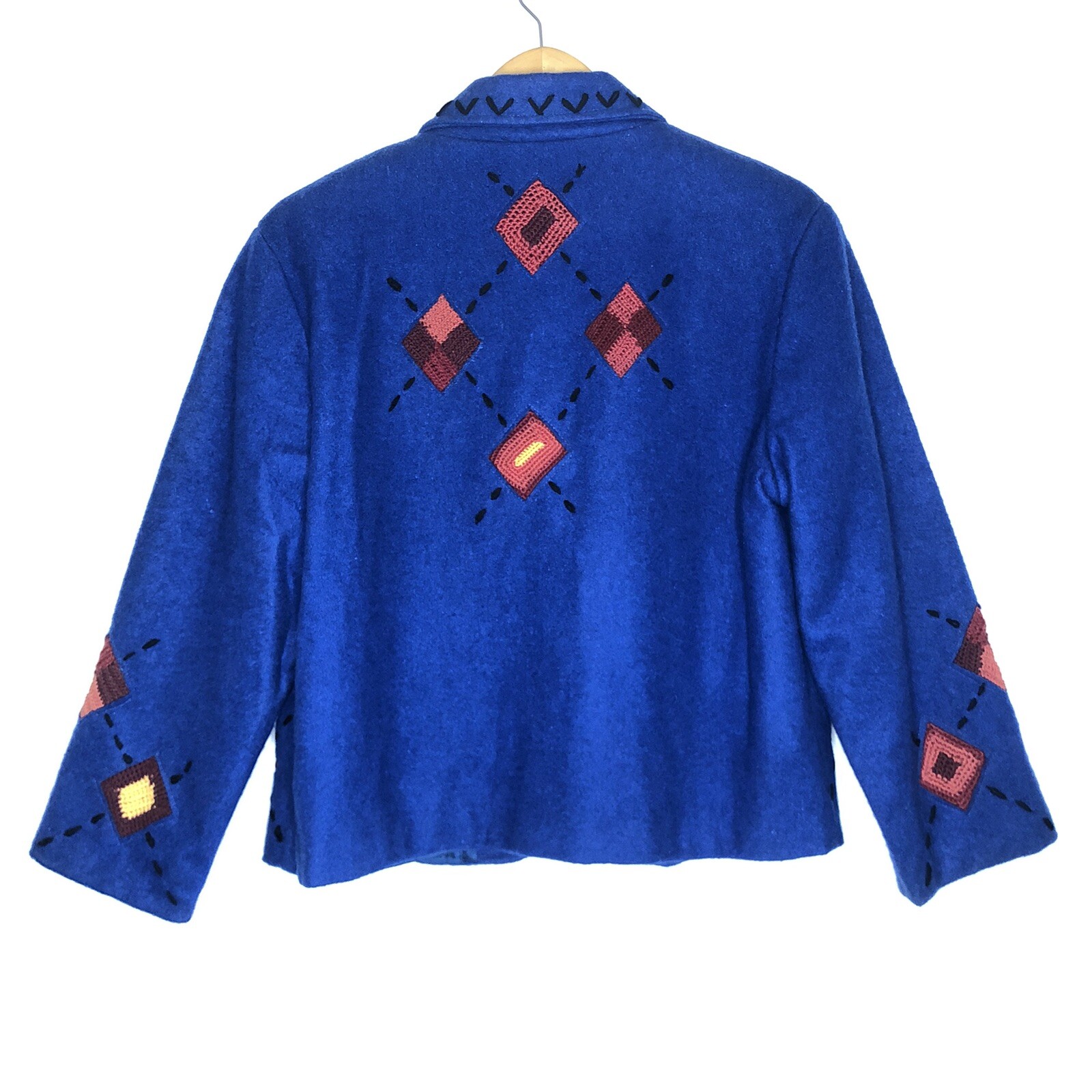 Sandy Starkman Wool Blend Stitch Patchwork Tapest… - image 5