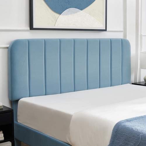 Twin/Full/Queen Bed Frame Velvet Upholstered Platform with Headboard Wooden Slat - Picture 101 of 119