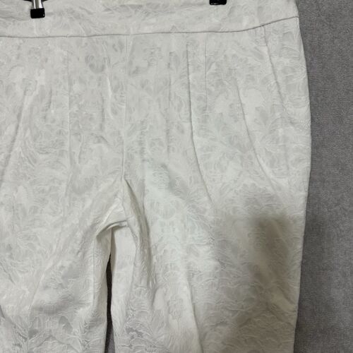 Investments Petite 14P Capri Pants White Jaccard Print Dressy Wedding Pull On - Picture 8 of 10