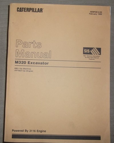Cat Caterpillar M320 Pelleteuse Pièces Manuel Livre Sn 6wl00001 Up 