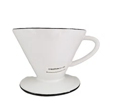 Pour Over Coffee Dripper White Ceramic Manual Slow Brewing Cone with Grooves New