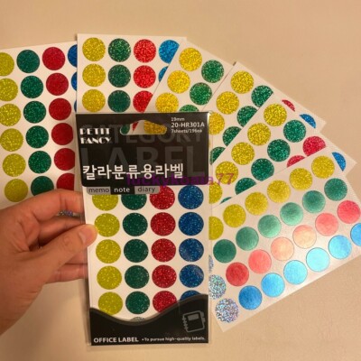 Circle Dot Shiny Glitter Holographic Prism Stickers 5 Color 0.74'' Sheets Select